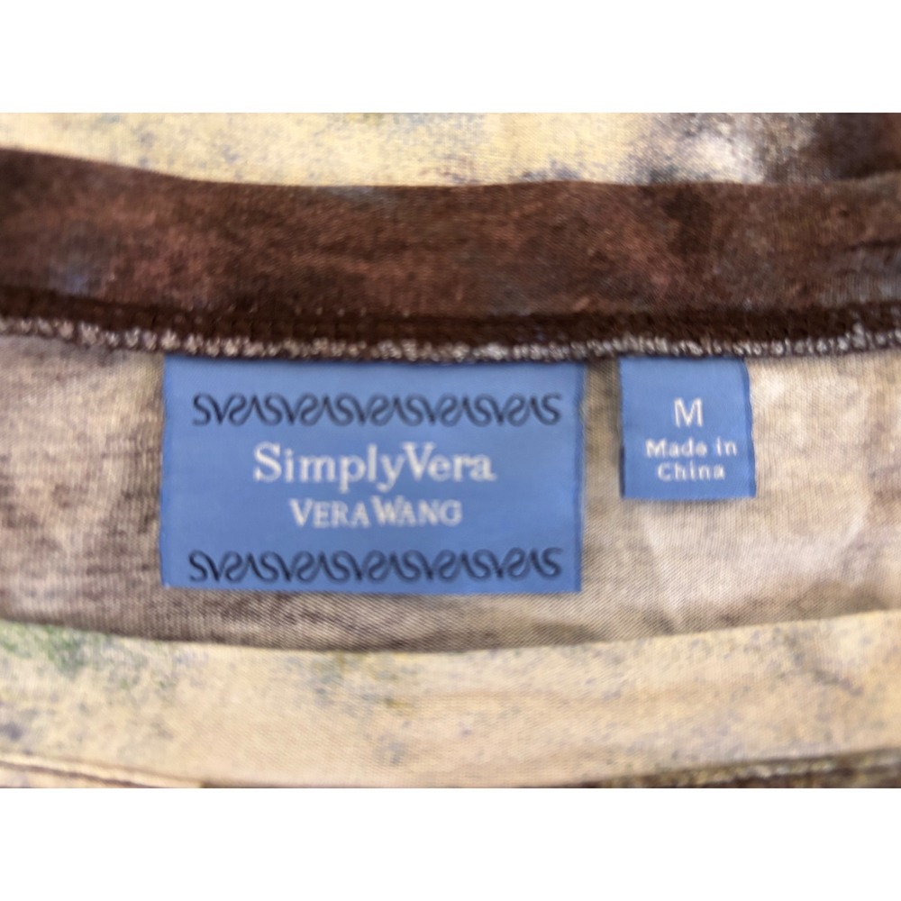 Simply Vera Vera Wang Boho Hippie Tie Dye Draped Neck L/S Top Brown Blue M - Picture 5 of 6